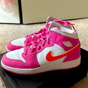 Air Jordan 1 Mid Pink and Orange (comes with box)